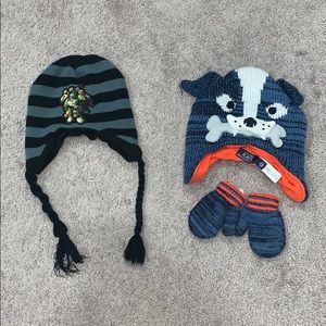 Set of Toddler Winter Hats and mittens